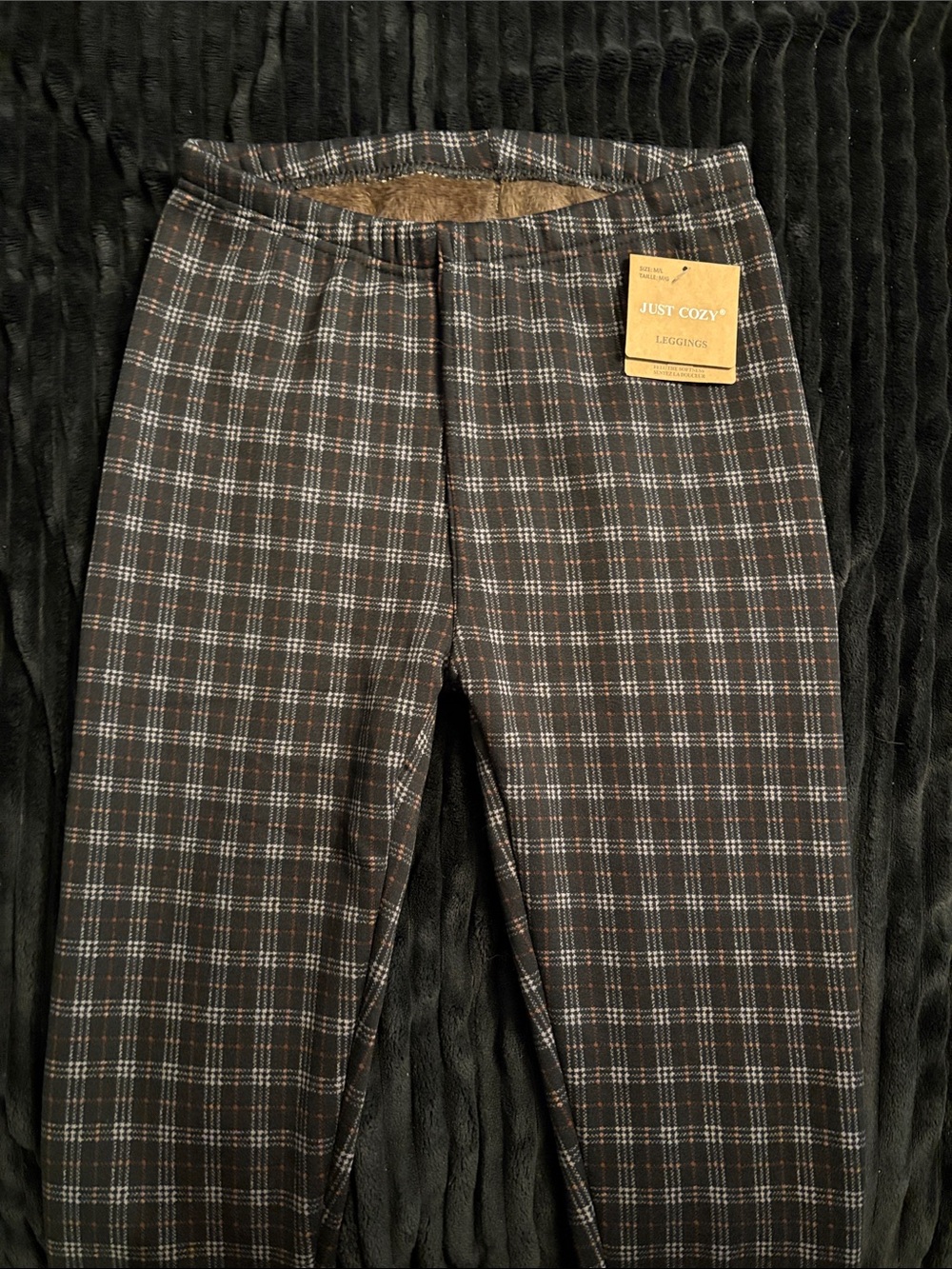 Just Cozy Women's Plaid Fleece-Lined Leggings - Brown/Black